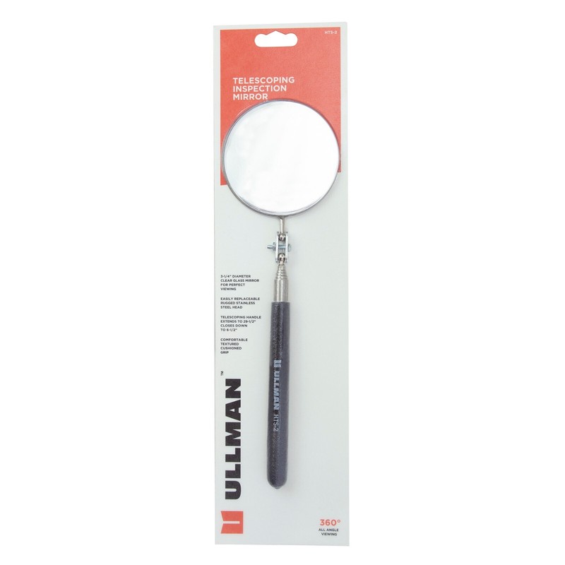 Ullman Telescoping Inspection Mirror Textured Grip 3-1/4 in. Dia. 6-29 in. Long gallery