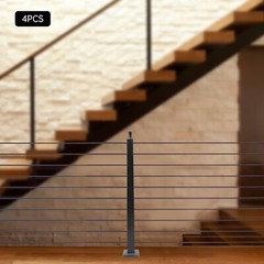4PCS Cable Railing Posts 36″x2″x2″ Adjustable Stainless Steel Pre-drilled Posts