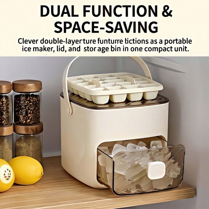 Portable Ice Cube Maker Machine with One-Touch Press Double Layer 48 Ice Cubes gallery