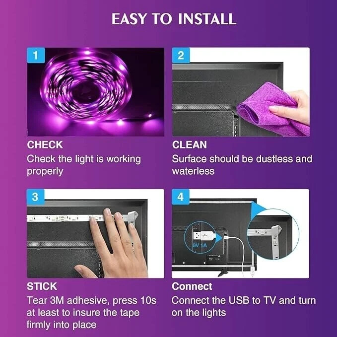 16.4ft LED TV Backlight Strip – USB Light Strip for 32–80 Inch TVs and Monitors gallery