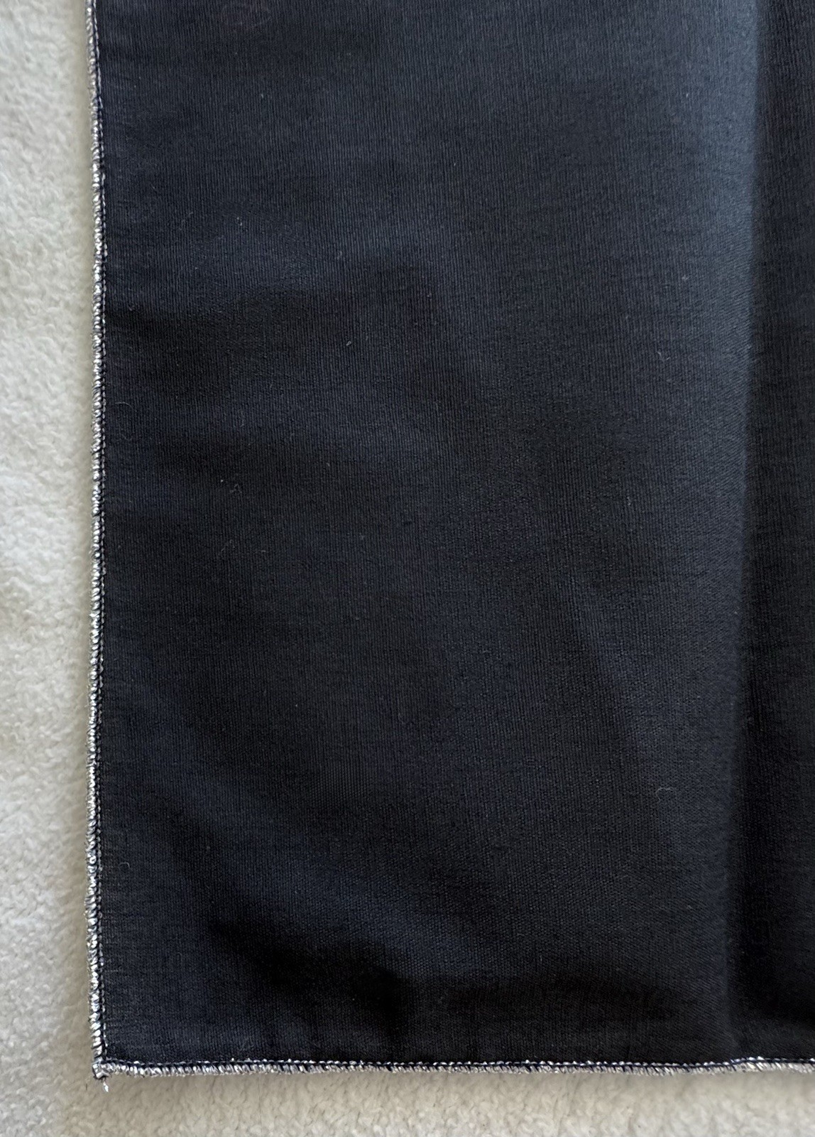 Black Silver Metallic Embroidered Edge Cotton Dinner Napkins Set 4 Table Linen gallery