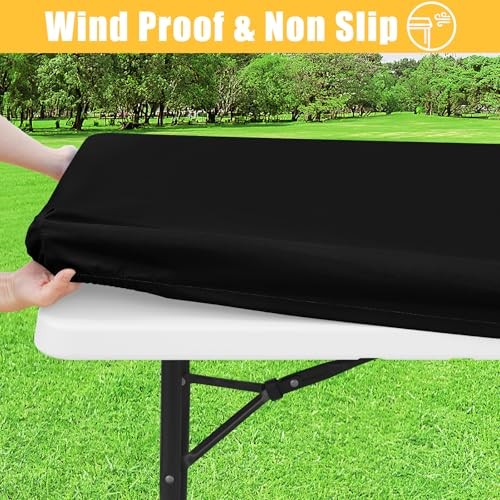Rectangle Table Cloth, Waterproof Elastic Fitted 72" x 30" (Rectangular) Black gallery