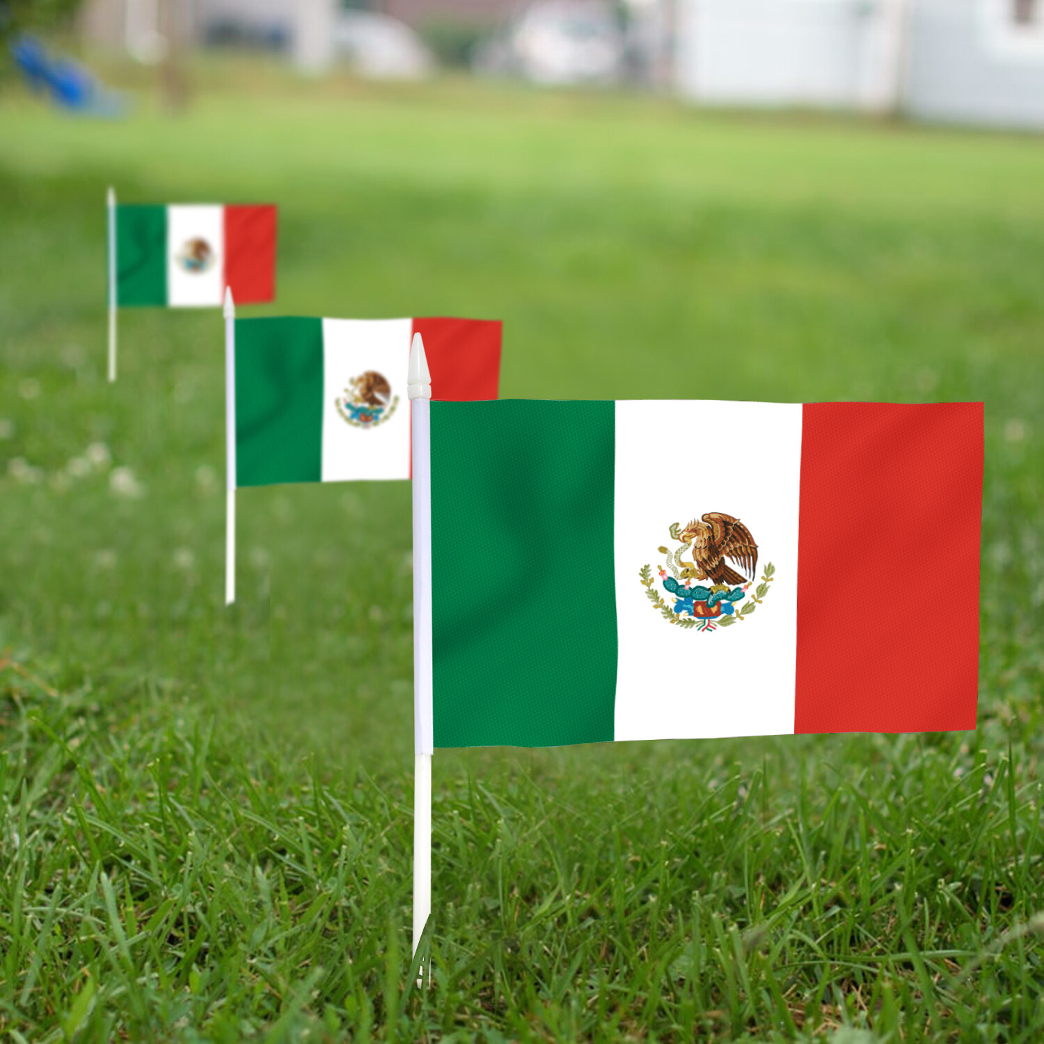 Anley 12 Pack Mexico Mini Flag - Hand Held Small Miniature Mexican Flags 5x8 in. gallery
