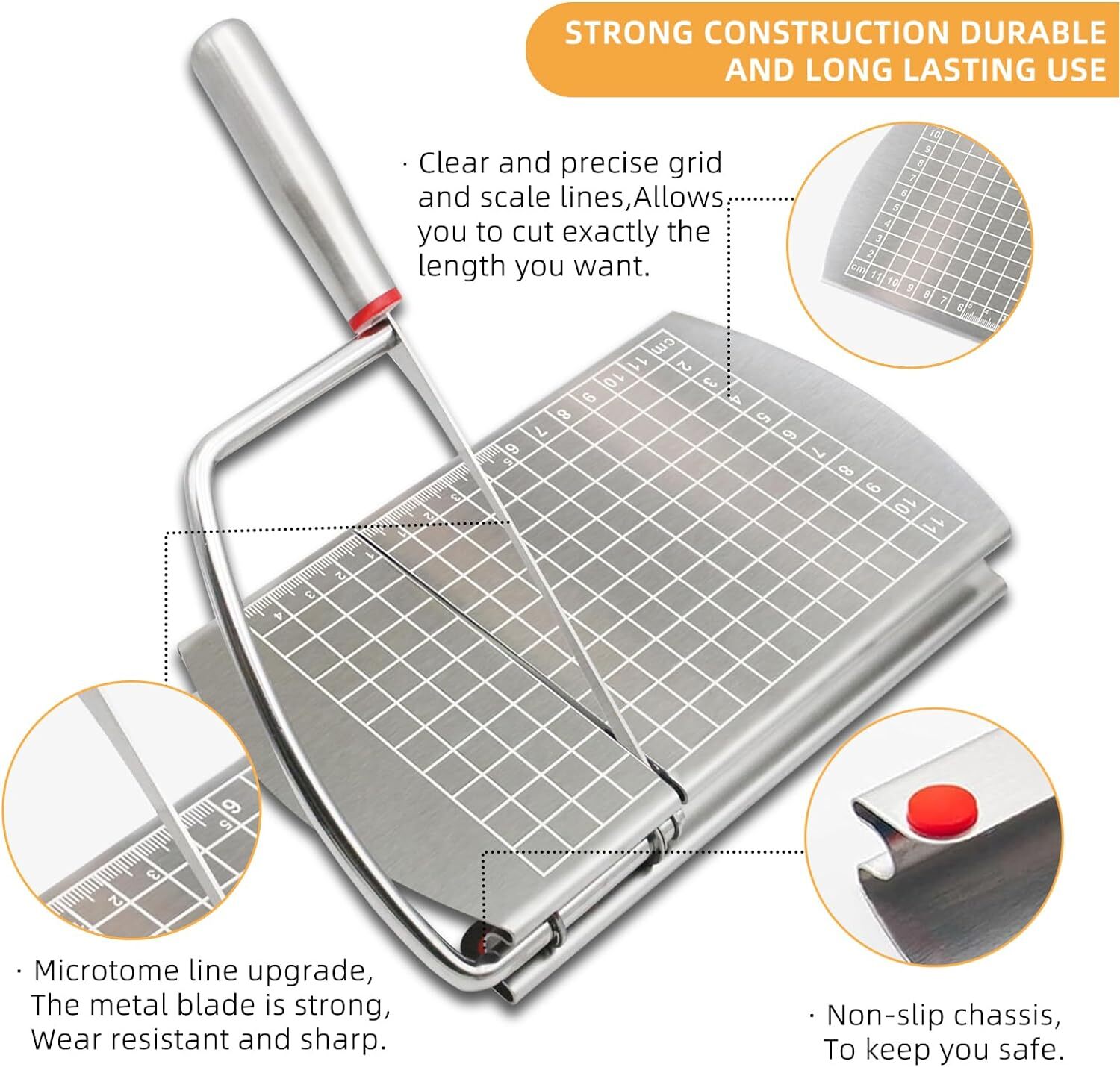 Cheese Slicer Cutter Stainless Steel Block Cheese Slicer with Size Scale US gallery