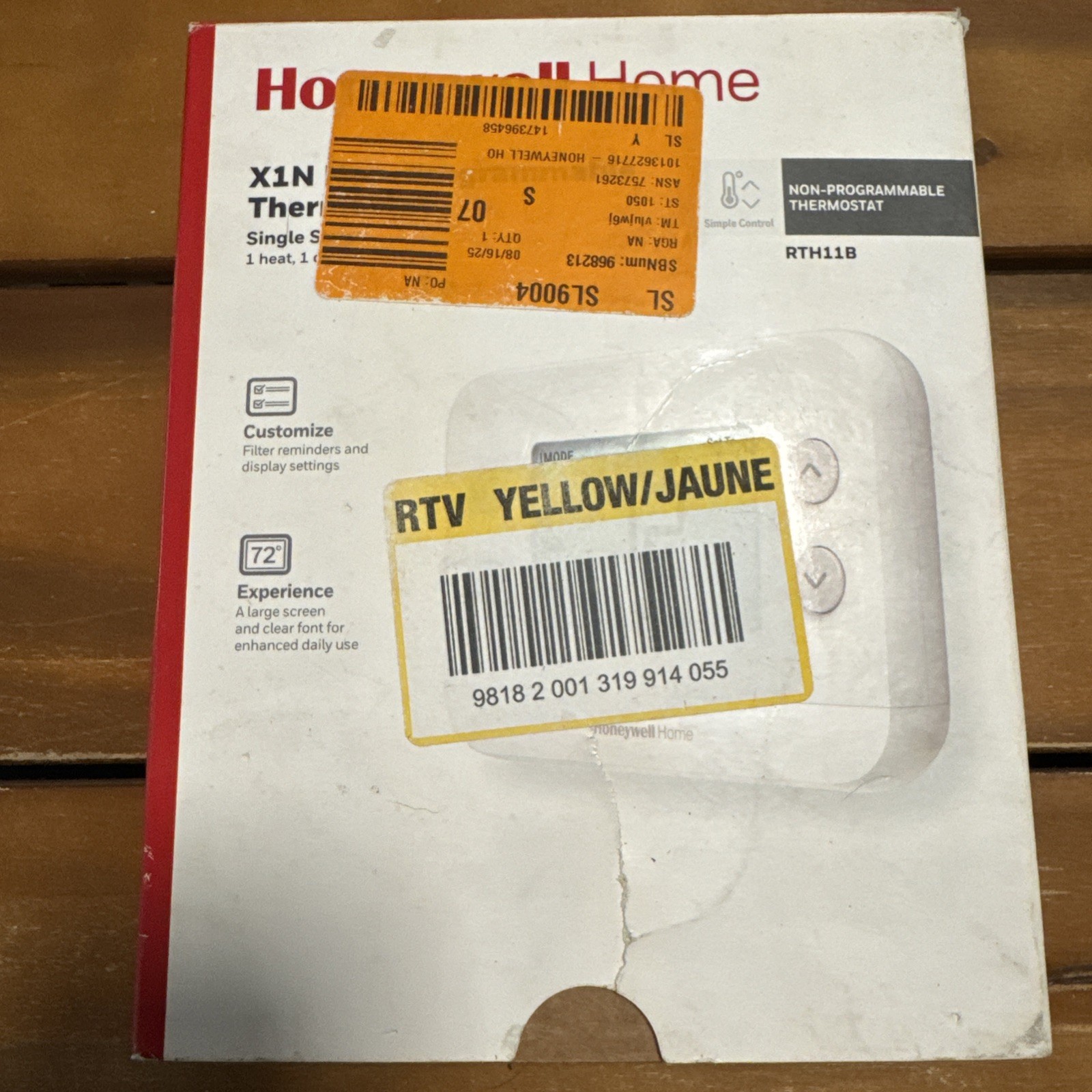 Honeywell Home X1N Non-Programmable Thermostat, Single-Stage, 1-Heat/1-Cool gallery