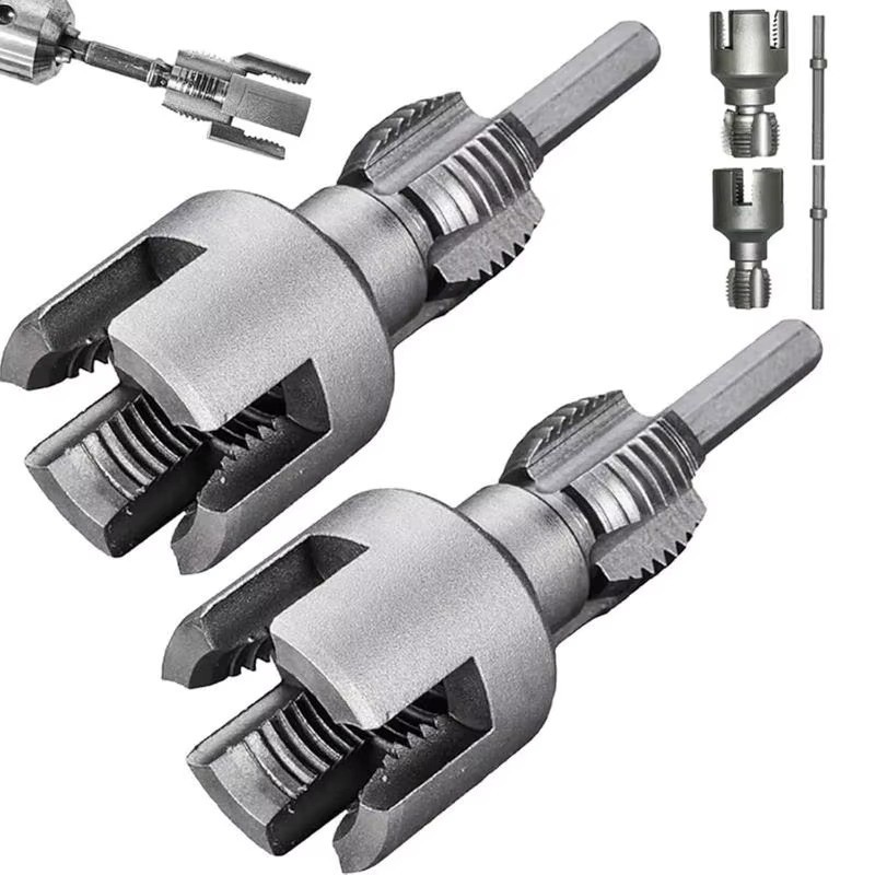 Integrated Internal & External Pipe Threading Tool Steel PVC Pipe Threader Kit gallery