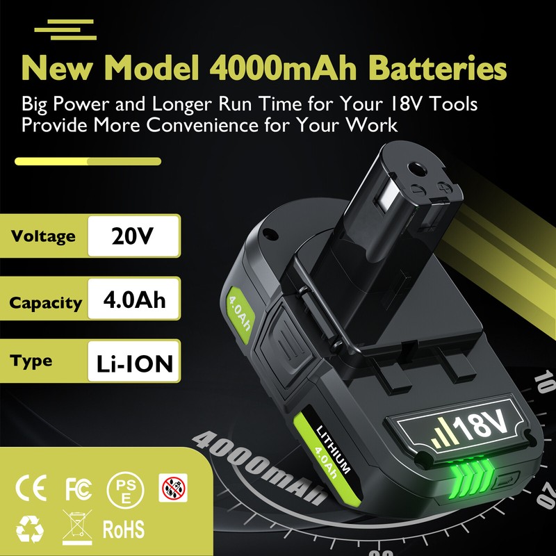 PACK 4Ah For RYOBI 18V One+ Plus High Capacity Compact Battery 4Ah PBP003 P189 gallery