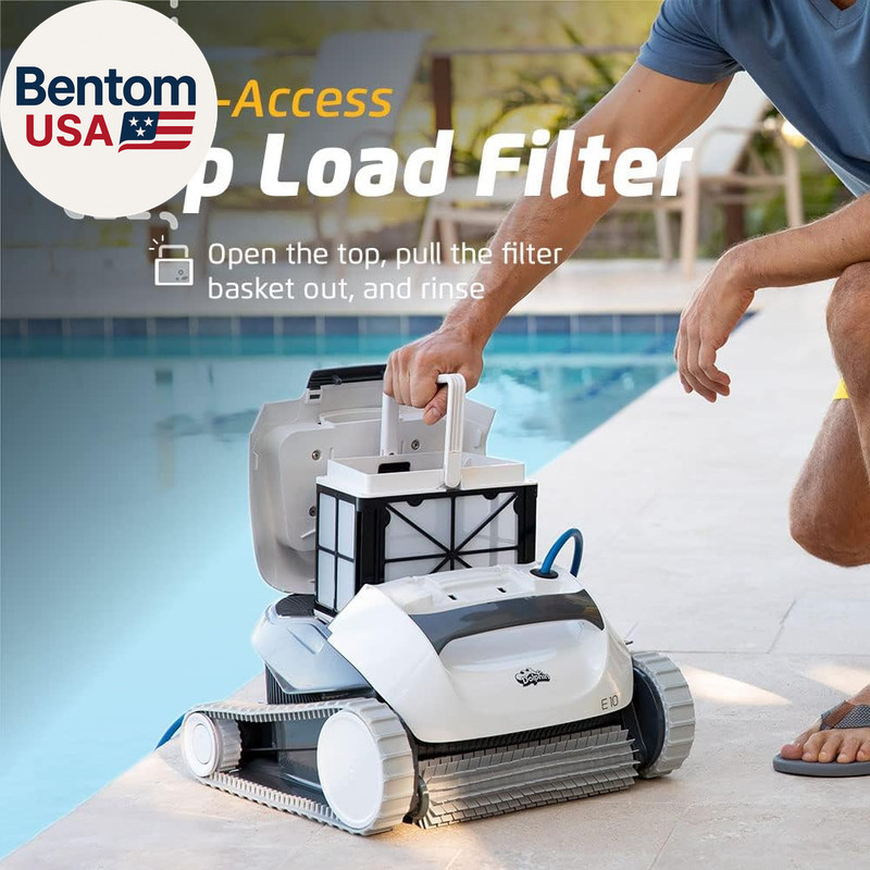 E10 Automatic Robotic Pool Vacuum Cleaner, Active Scrubber Brush, Top Load Filte gallery