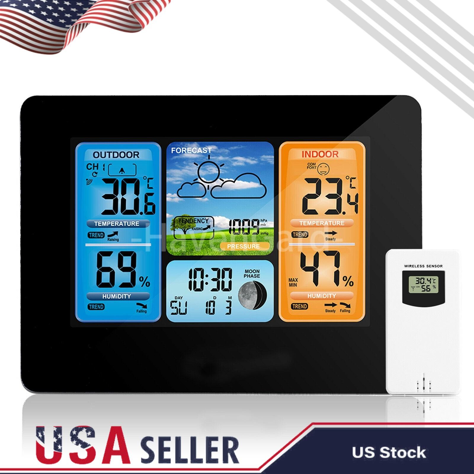 Wireless Indoor & Outdoor Weather Station Clock Calendar Digital LCD Thermometer gallery