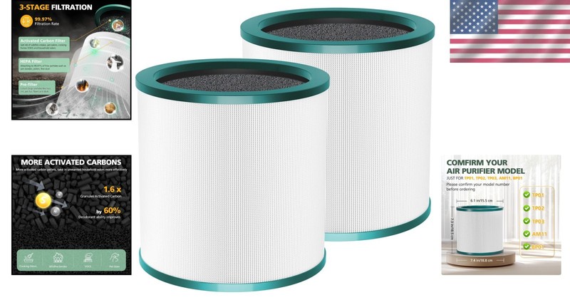 HEPA Replacement Filter 2-Pack for Dyson TP01, TP02, TP03 - Eco-Friendly Aircare gallery