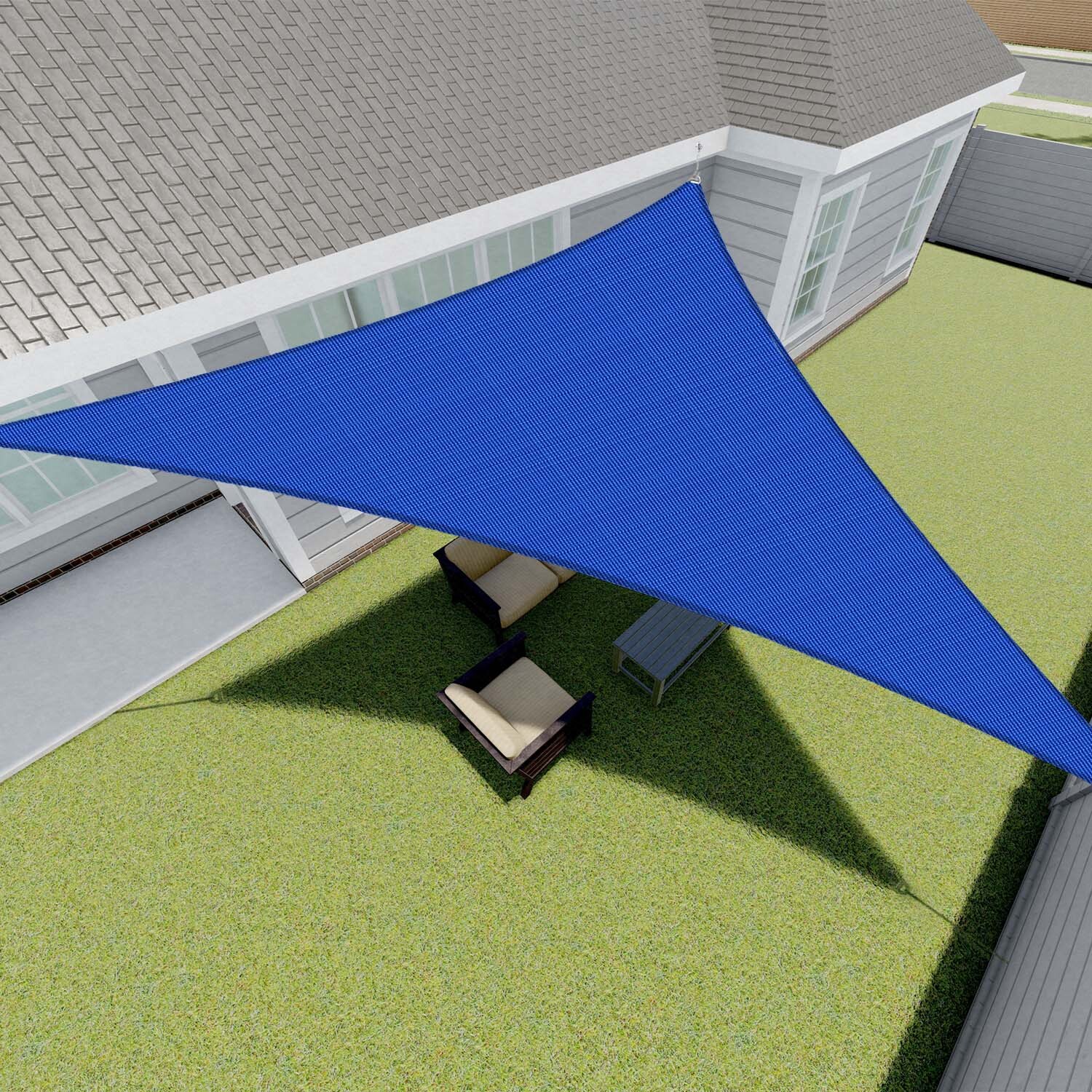 Outdoor Blue Sun Shade Sail Triangle Heavy Duty Mesh Cover Patio Yard Pool260GSM gallery