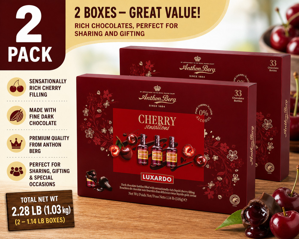 2-Pack Anthon Berg Luxardo Cherry Filled Chocolate 33-count EXP 07/06/26