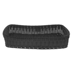 HUBERT Wicker Storage Basket, Black – 20 7/8″L x 10 5/8″W x 4″H