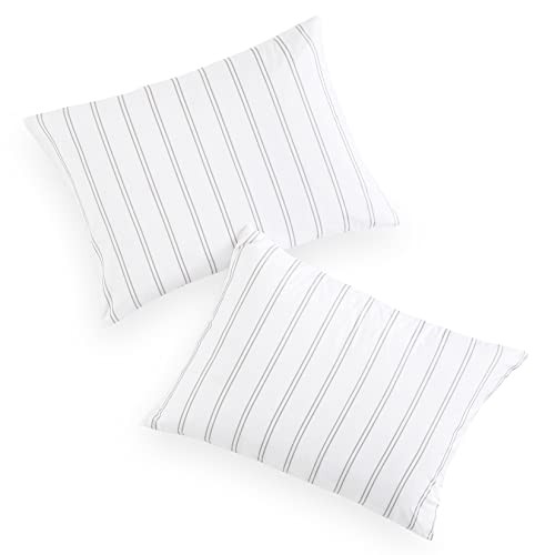 - Striped Pillow Cases, Ticking Stripe Vertical Standard (20"x26") Gray White gallery