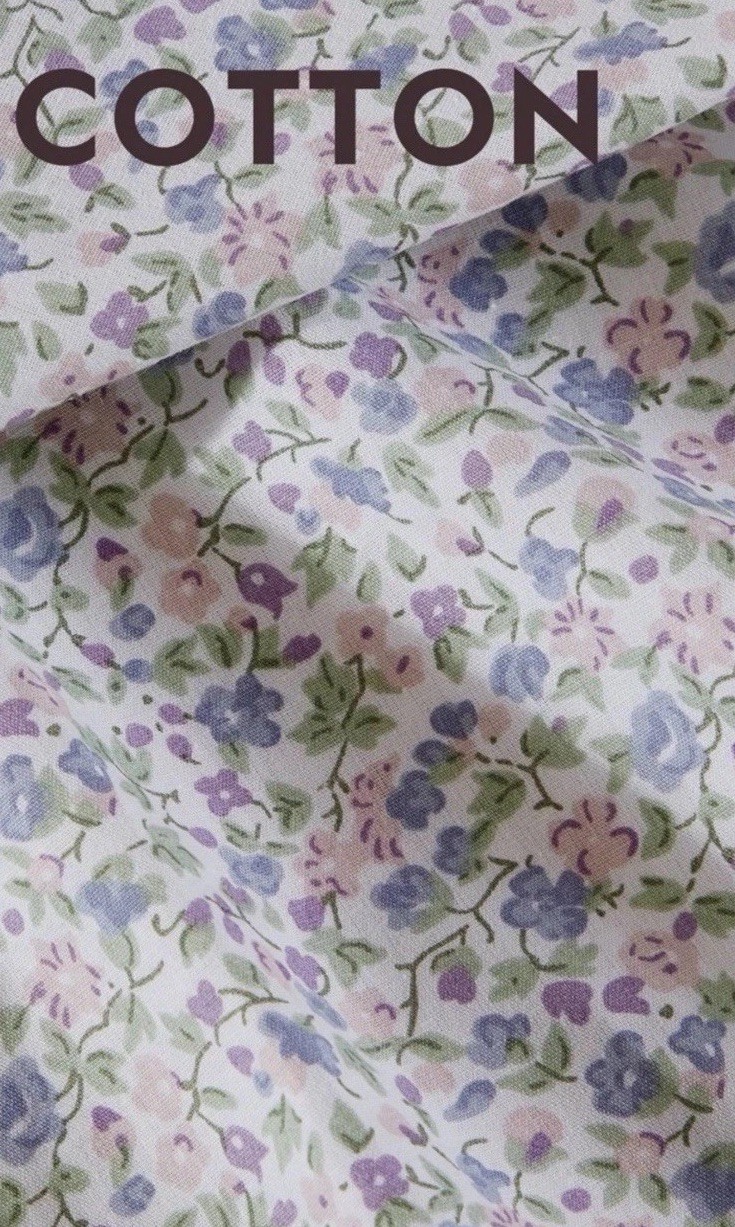 Laura Ashley TWIN Emogene ~ 3 Pc Sheet Set ~ 100% Cotton Percale ~Purple Floral gallery