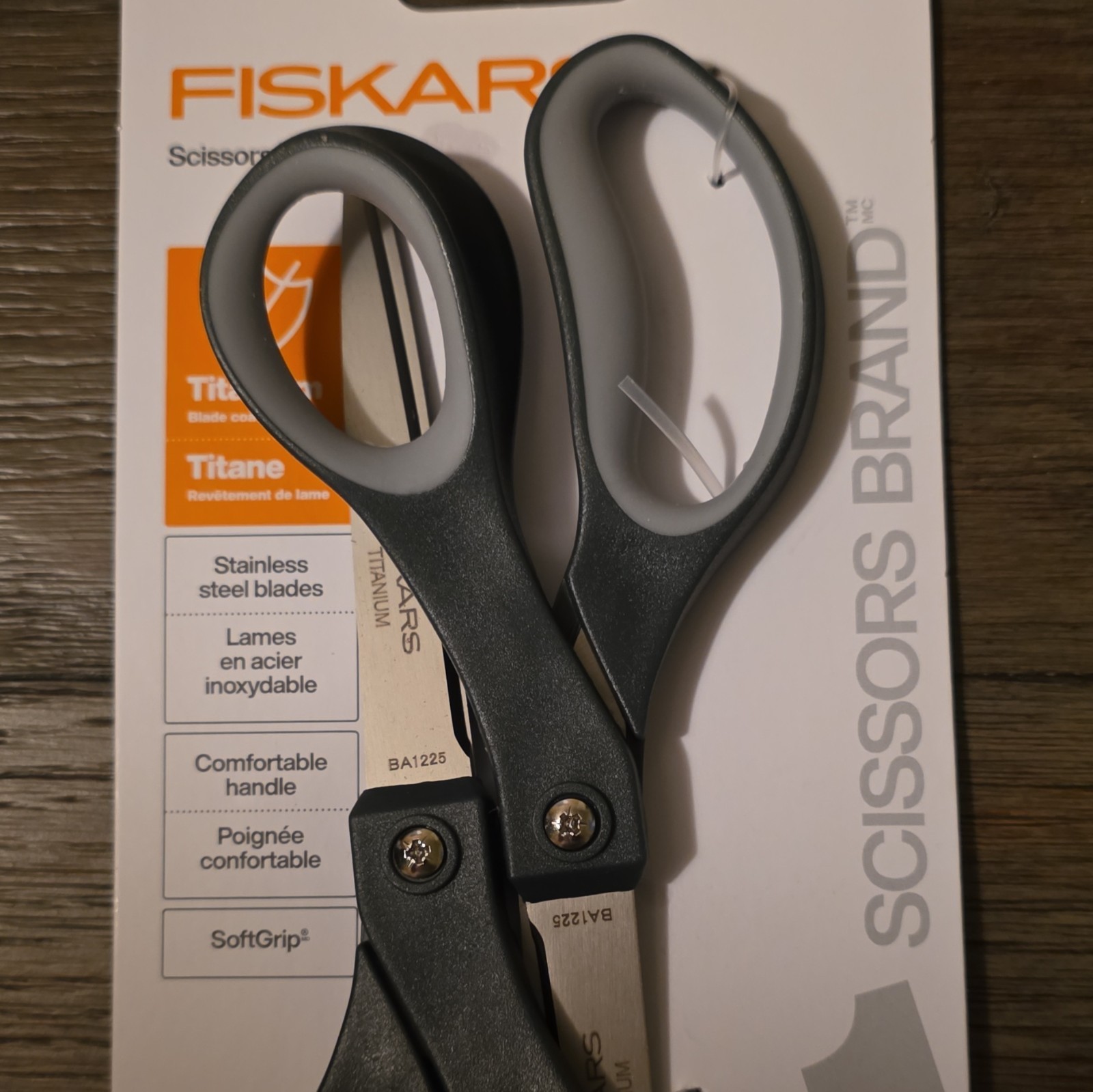 2 pair Fiskars 8in Household Scissors Titanium-Coated SoftGrip Black/Gray gallery