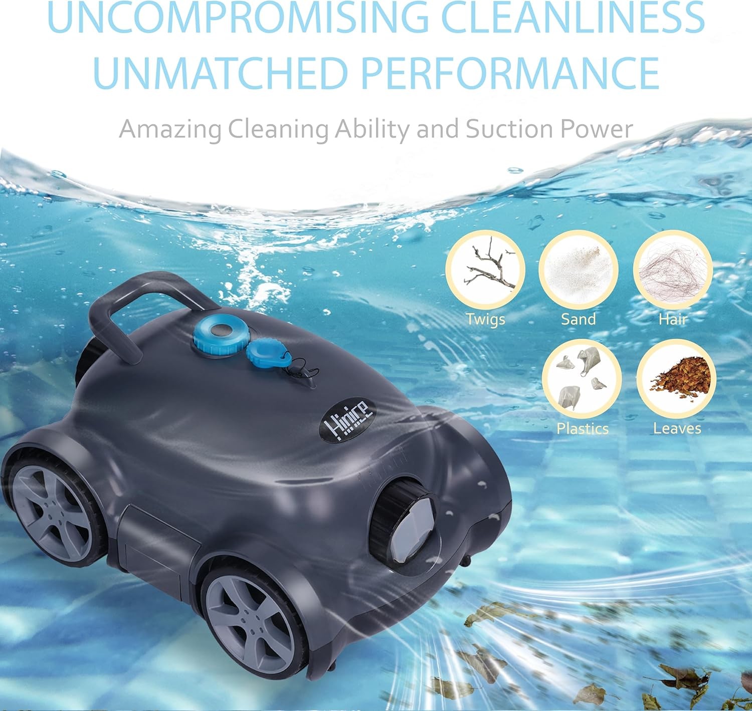 Cordless Wall Climbing Robotic Pool Cleaner for 2200 Sq Ft In-Ground Pools gallery