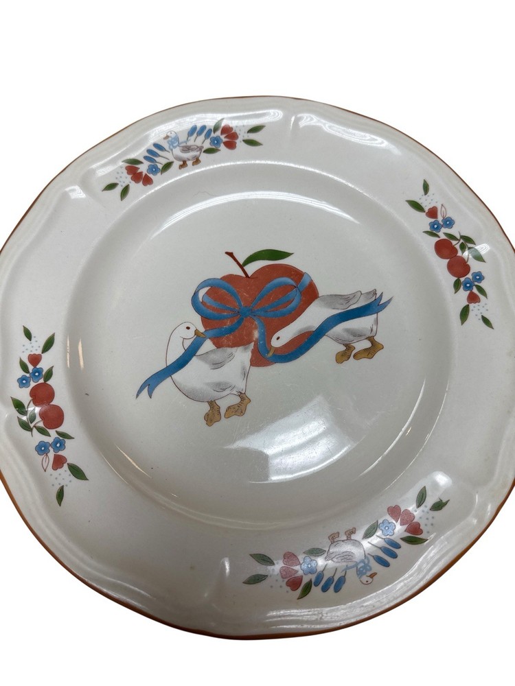 Gibson Applejack Goose Dinnerware Set 7 Pc Plates Bowls Farmhouse