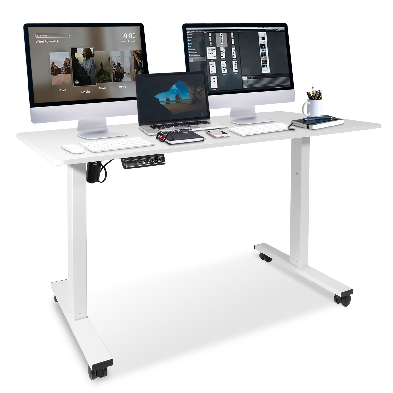 47 x 24 Inch Adjustable Height Standing Desk Computer Office Gaming Table White gallery