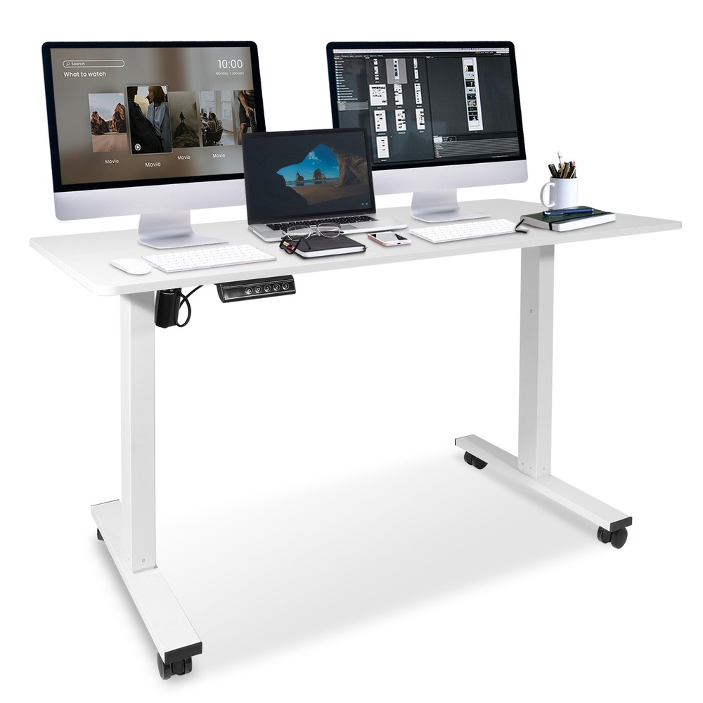 47 x 24 Inch Adjustable Height Standing Desk Computer Office Gaming Table White