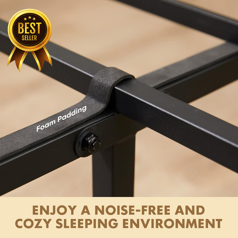 Full Size Bed Frame with Headboard 800LB Metal Support Rust Brown gallery