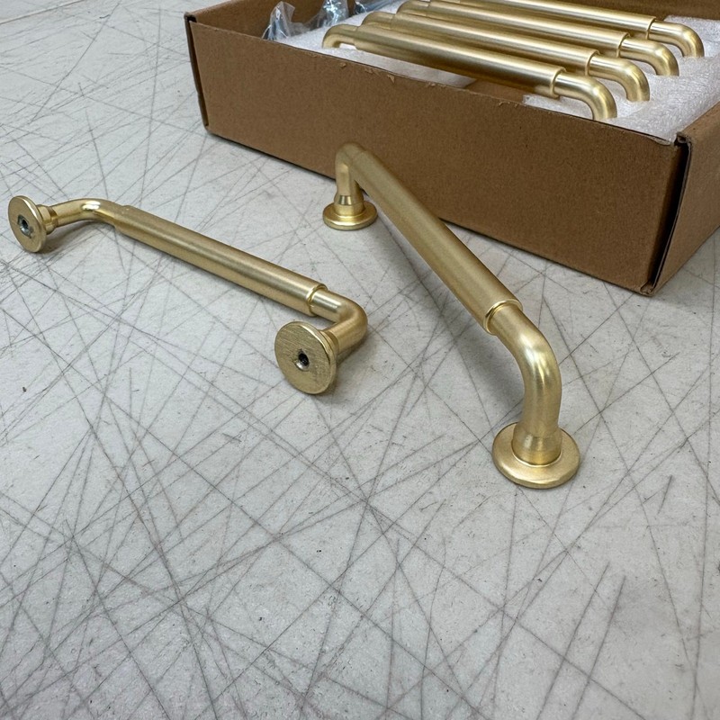 6-Pack Light Brushed Brass Cylindrical Handle 5-1/16-in, 128mm Center to Center gallery