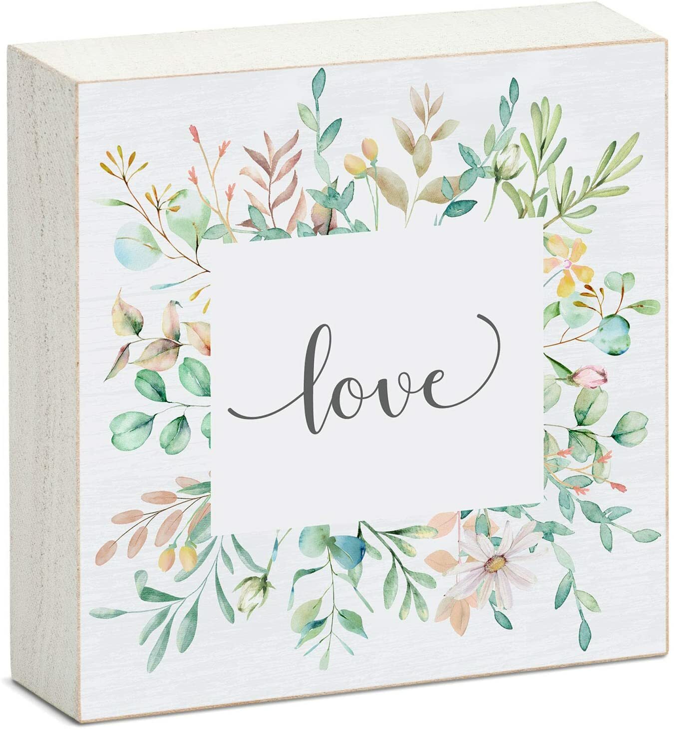 Counterart Wood Block Décor Message Love Sign, 3.75 inches Square gallery
