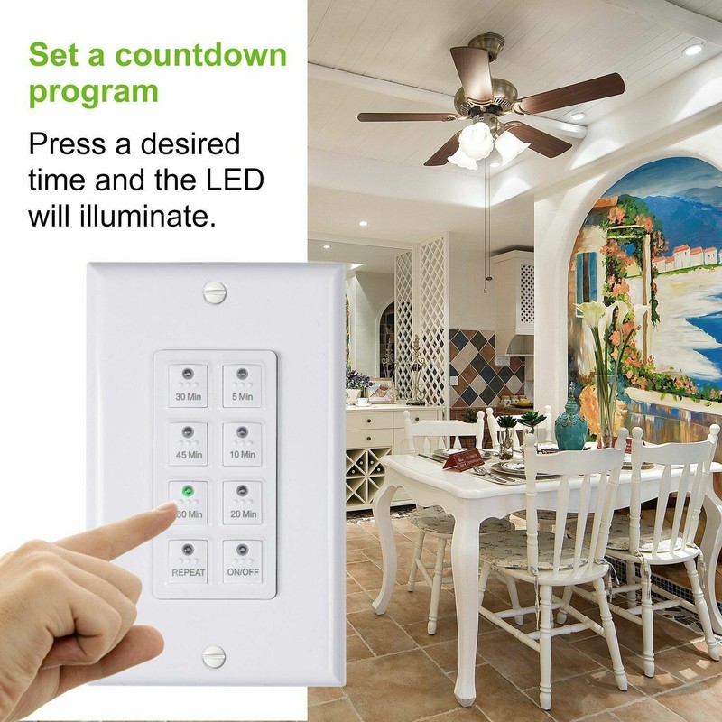 BN-LINK Countdown Digital in-Wall Timer Switch W/ Push Button 5-10-20-30-45-60m gallery