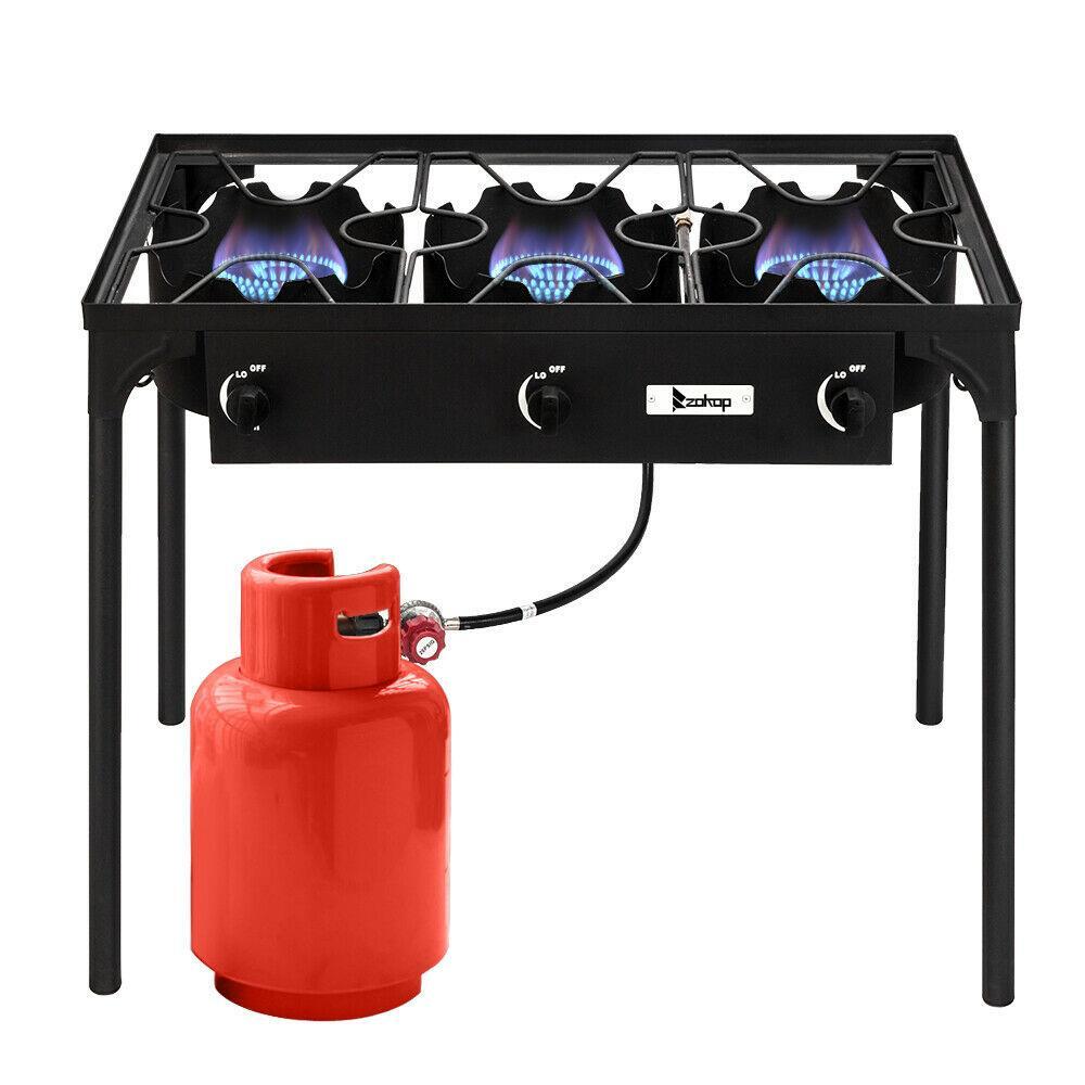 Portable Propane 225,000-BTU 3 Burner Gas Cooker Outdoor Camping Stove Grill gallery