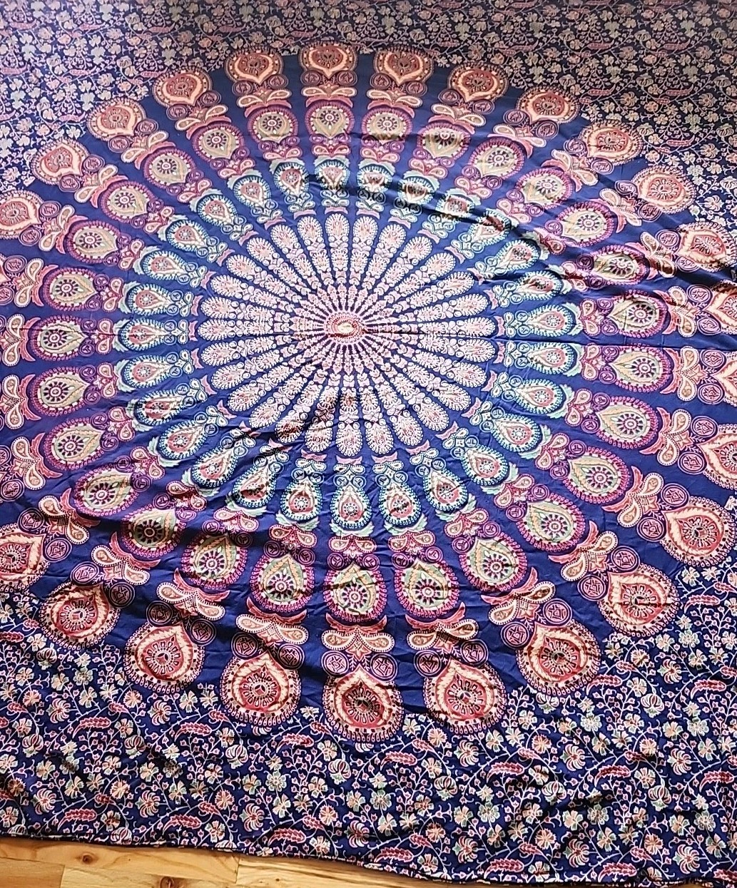Wall Tapestry Made In India Mandala Floral 79x77" gallery