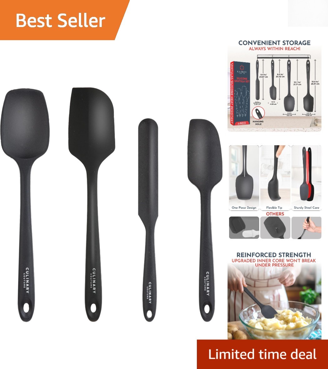 Nonstick Cookware-Friendly Black Silicone Spatula Set - BPA-Free and Heat Safe gallery