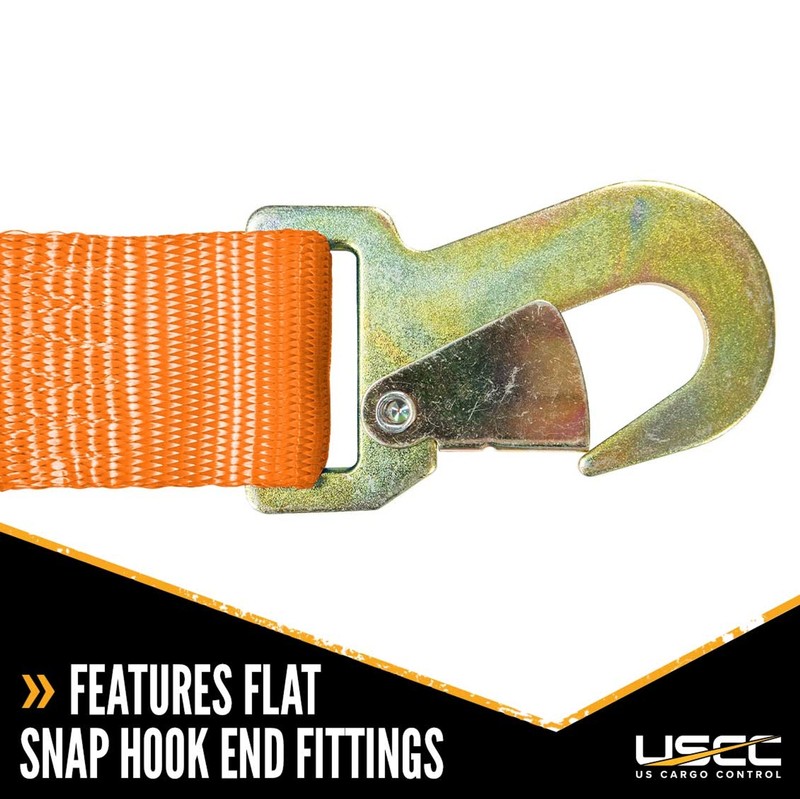 USCC 2" X 8' Ratchet Strap w/Snap Hook - Orange gallery