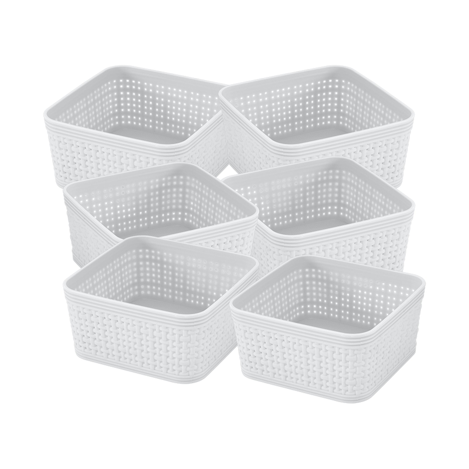 Simplify 6 Pack Plastic Organizing Storage Basket Set, White gallery