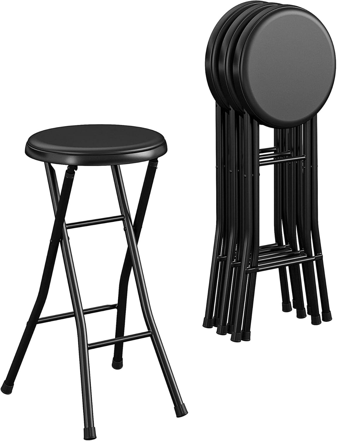 24" Vinyl Padded Folding Stool Multipurpose Great Small Spaces Double Braced gallery