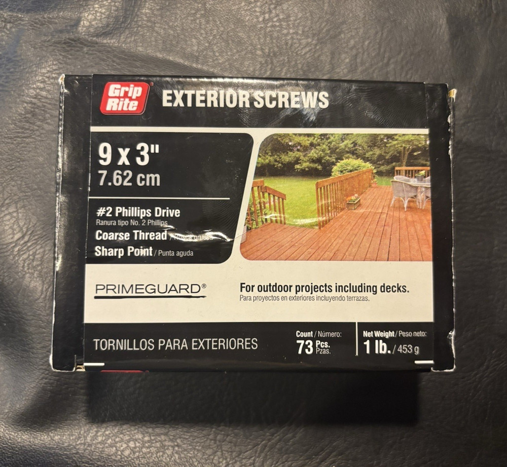 Grip-Rite PrimeGuard #9 x 3 in Phillips Drive Exterior Screws, 73 Pack