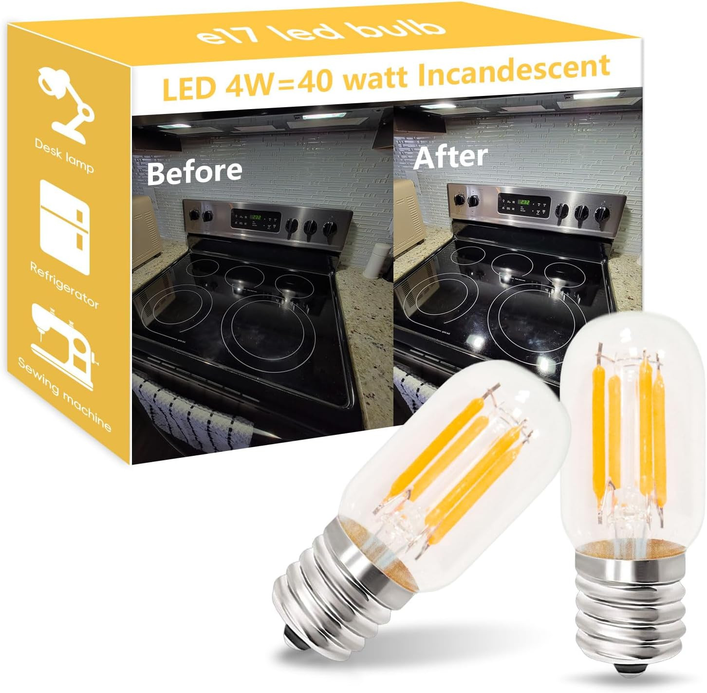 Jensense E17 Appliance Bulb Small LED Light Bulb 4W (40W Equivalent) Mini Edison gallery