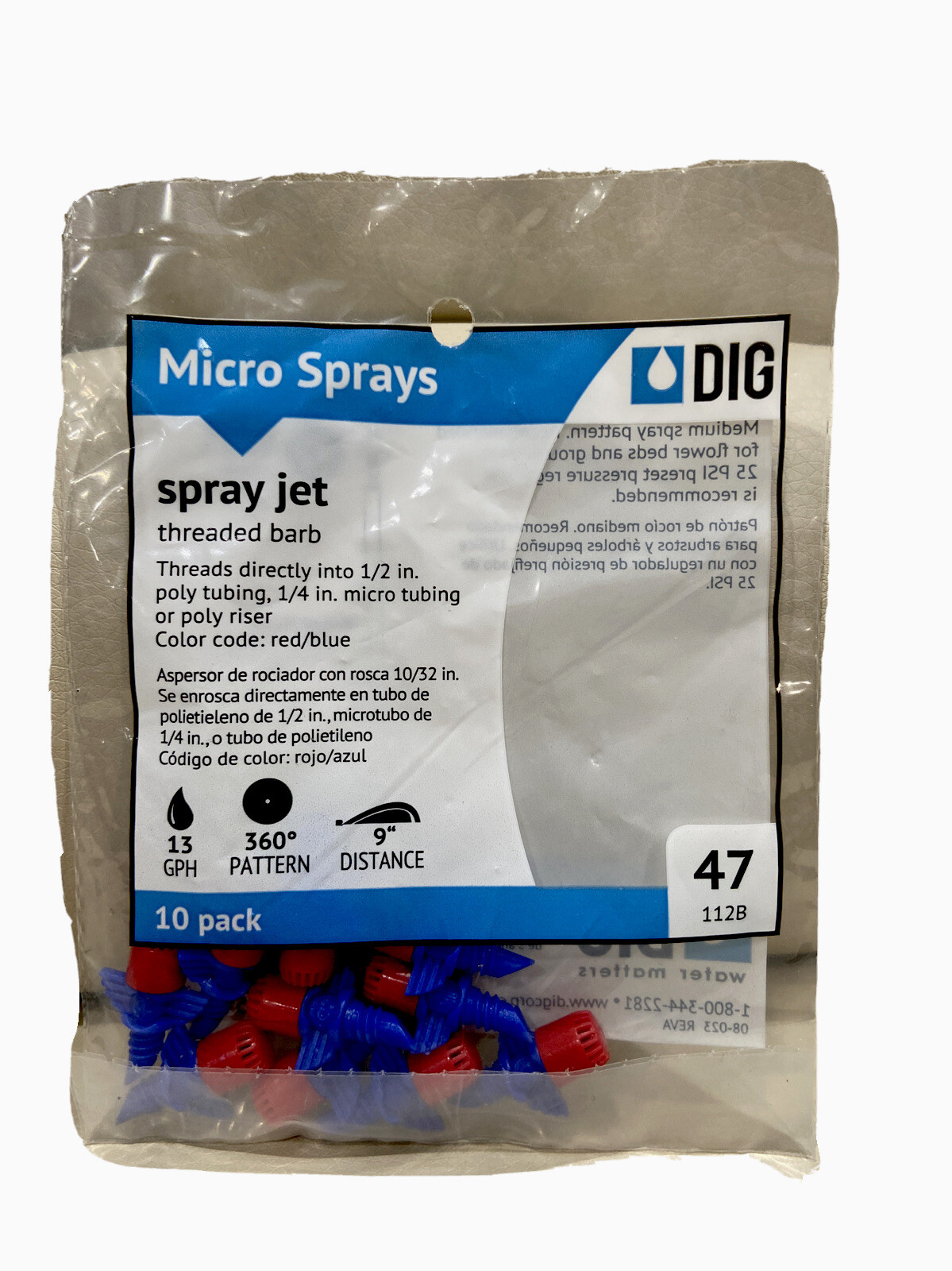 DIG 47 112B 360 Degree Micro Spray Jet - 10 Pack Red & Blue gallery