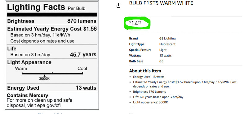 6 Pack 21” Undercounter T5 3000K Warm White Fluorescent Bulbs 13W [C9S4] gallery