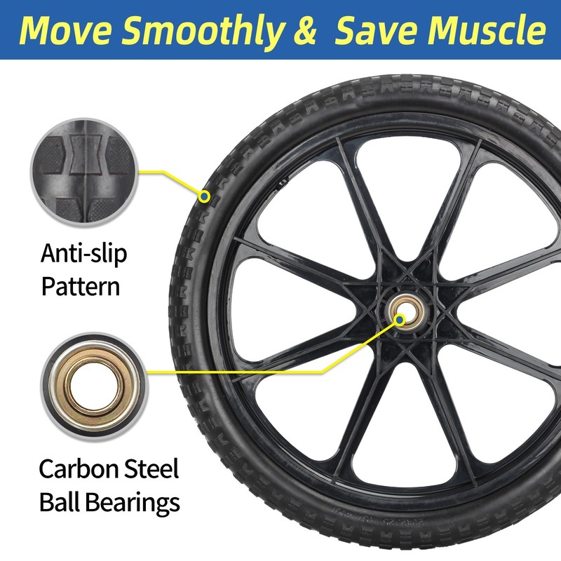 2 Set 20" Flat Free Tire & Wheel For Rubbermaid Wheelbarrow Garden Yard Cart gallery