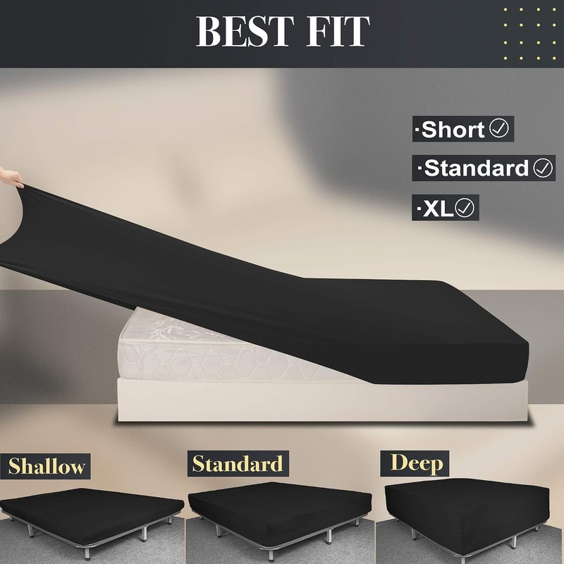 Soft Microfiber Twin Fitted Sheet, Deep Pocket, 4-Way Stretch for All Mattresses gallery