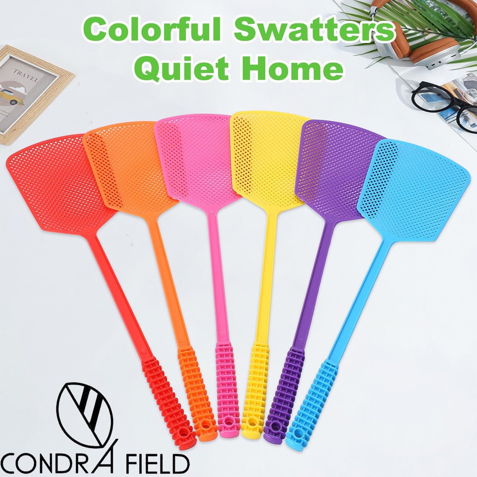 Fly Swatter,Plastic Flyswatters Multi-Pack,6 Bulk Vibrant Colorful Fly Killer... gallery