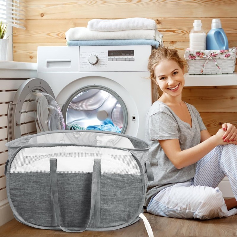 Collapsible Laundry Baskets, Tear Proof Pop Up Laundry Hamper with Dual Handl... gallery