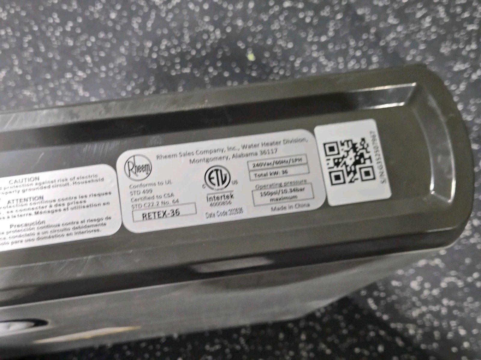 Rheem Performance 36kw Tankless Electric Water Heater Silver RETEX-36 Parts Only gallery