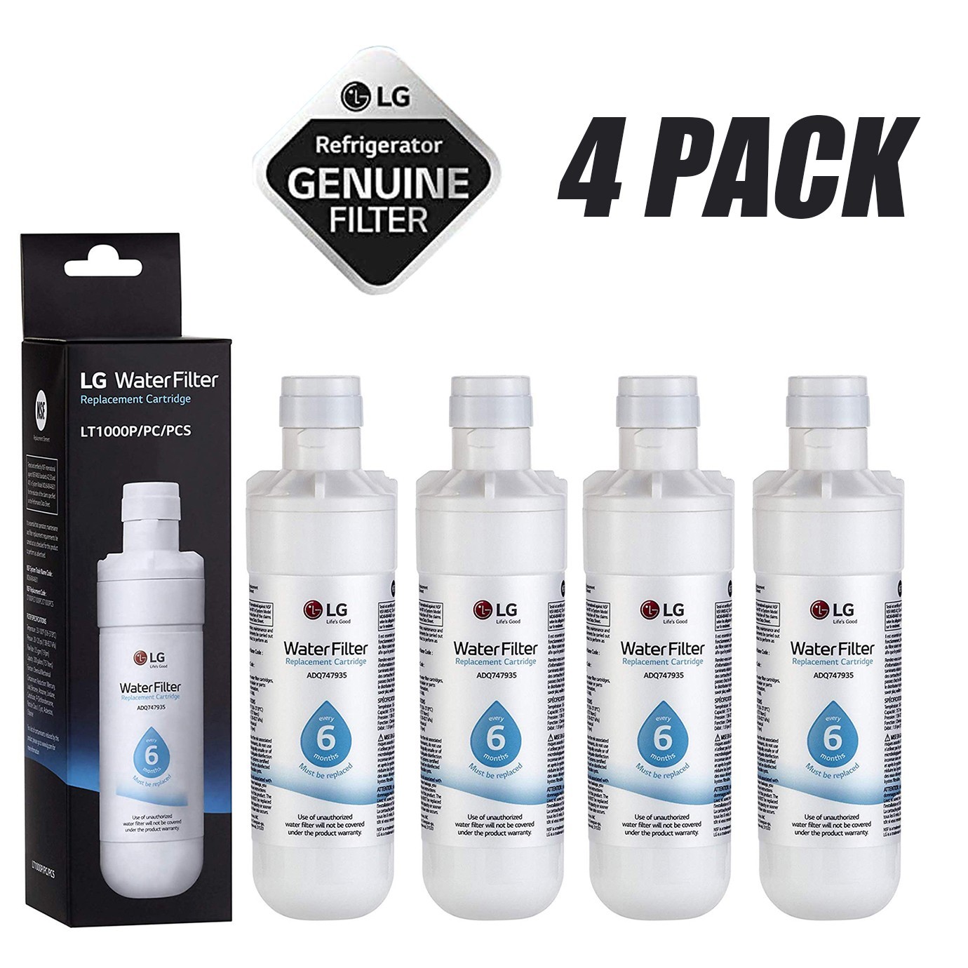 For LG LT1000P/PC/PCS Refrigerator Water Filter 4 PACK New, FREE SHIPPING gallery