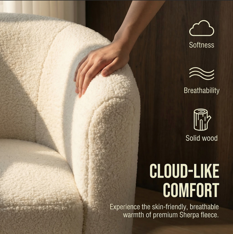 Lambswool Accent Chair Modern Single Sofa Armchair w/Ottoman Living Room Lounge gallery