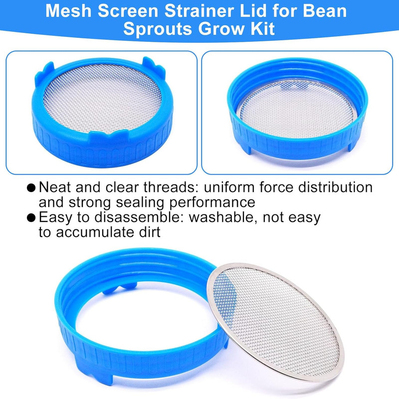 4Pcak Sprouting Lids for Mason Jars 86mm Wide Mouth Canning Jar Stainless St... gallery