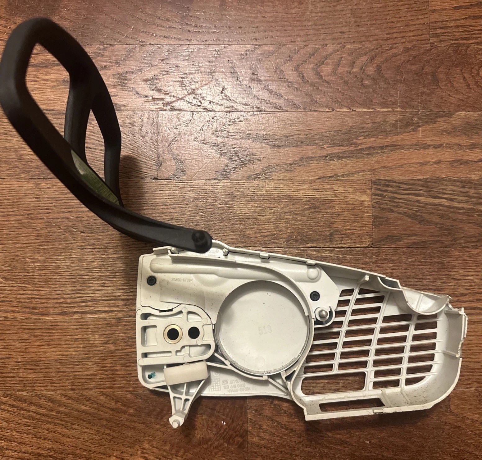 Damaged STIHL MS192T Chainsaw SPROCKET CLUTCH COVER CHAINBRAKE OEM 1137-648-0400 gallery