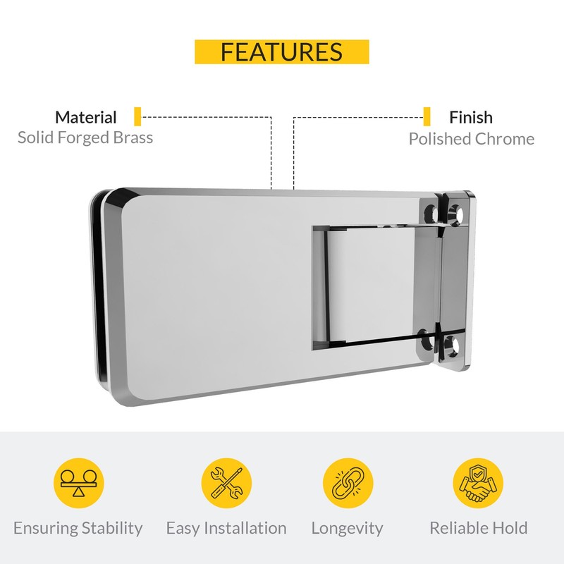 Wall Mount Hinge With Full Back Plate Type Polished Chrome Finish gallery