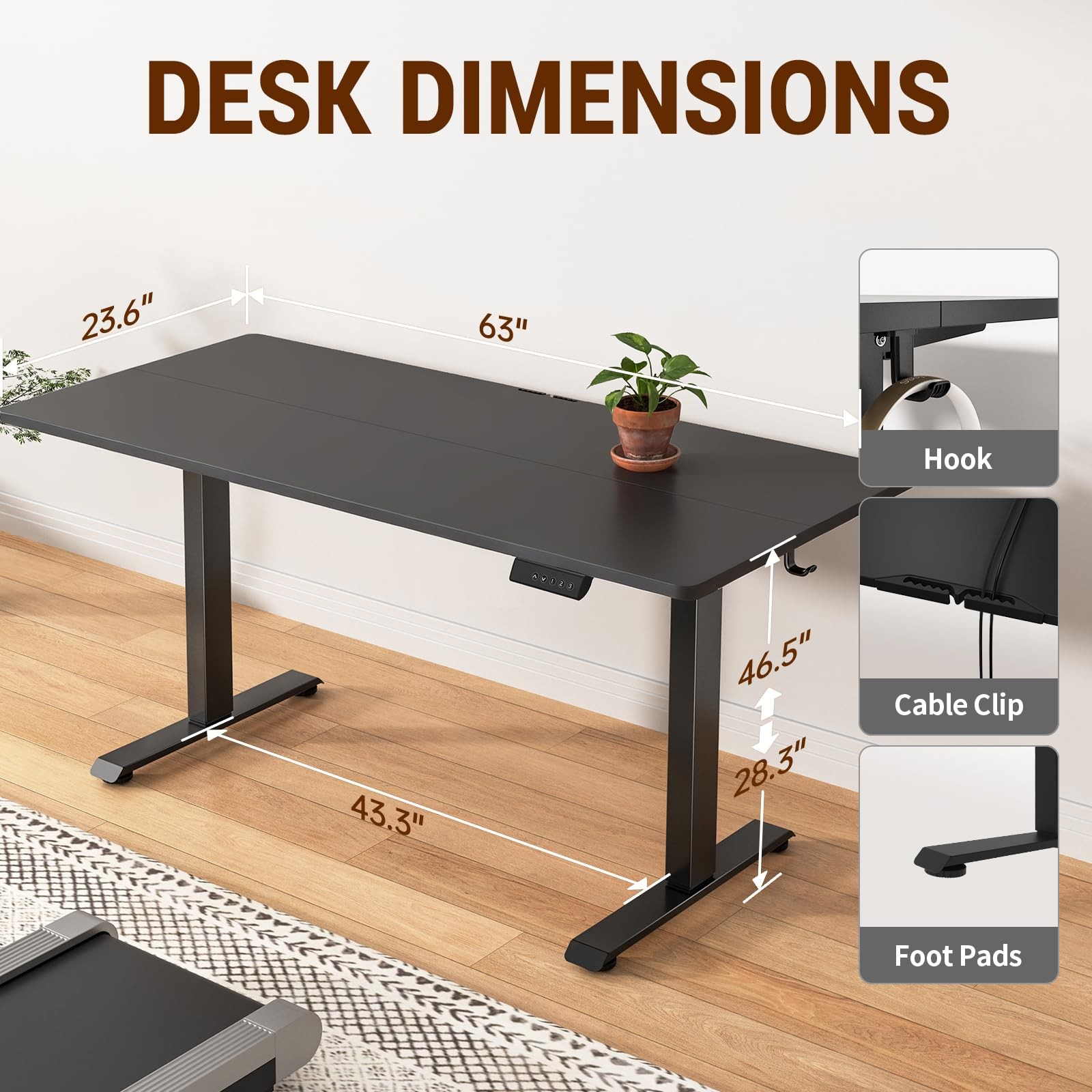 63x23.6 Inch Large Electric Standing Desk, Heights Adjustable,Sit to Stand Up... gallery