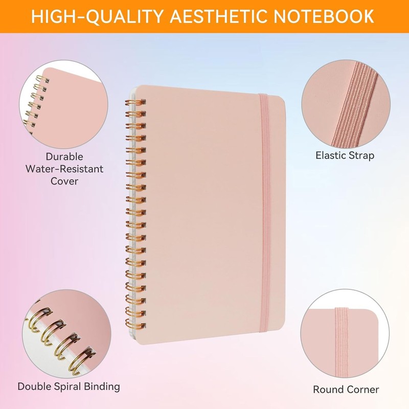DMSVK 4 PCS Small Spiral Notebook 5x7, 5x7 inches, white，green，orange，pink gallery